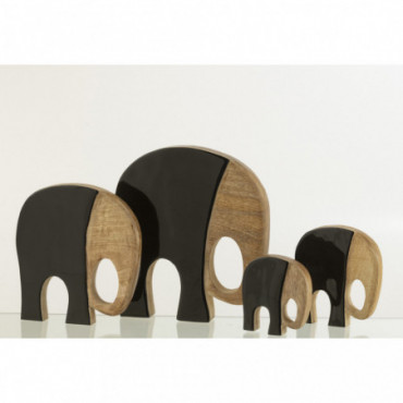 Elephants Manguier Noir/Marron Fonce x4