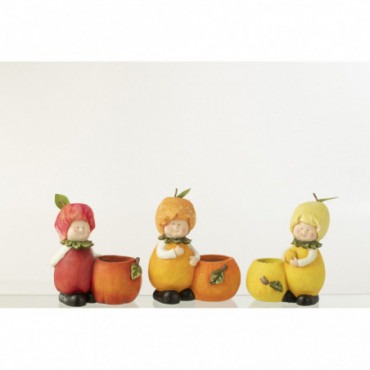 Jardiniere Enfant Citron/Orange/Pomme Polyresine Mix Petit x3