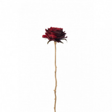 Rose 1 Tige Plastique Rouge/Or Petit