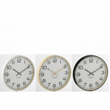 Horloge Murale Ronde Plastique Beige/Blanc/Noir Large x3