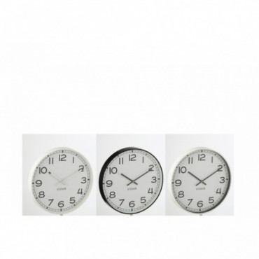 Horloge Murale Ronde Plastique Blanc/Noir Petit x3