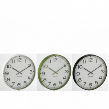 Horloge Murale Ronde Plastique Vert/Blanc/Noir Large x3