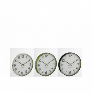 Horloge Murale Ronde Plastique Vert/Blanc/Noir Petit x3