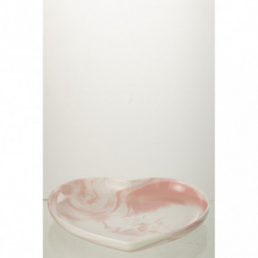 Assiette Coeur Porcelaine Blanc/Rose