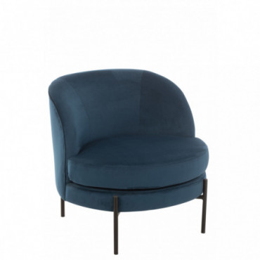 Chaise Lounge Ronde Textile/Metal Bleu