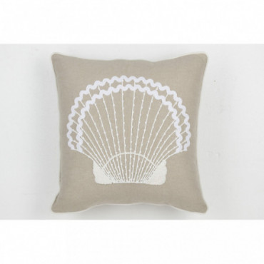 Coussin Coquillage Coton Greige/Blanc