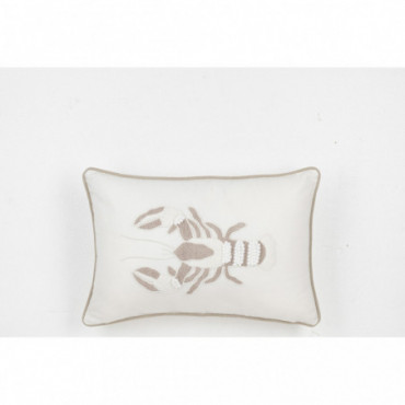 Coussin Homard Blanc/Taupe