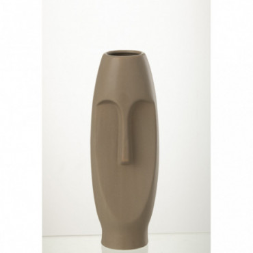 Vase Face Terracotta Brown Moyen