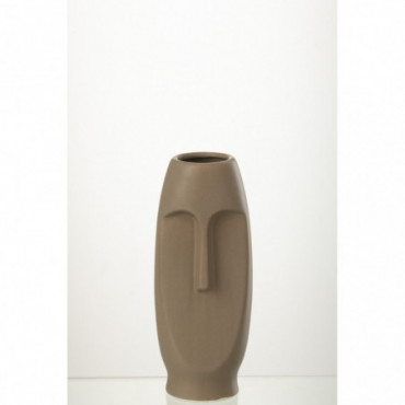 Vase Face Terracotta Brown Petit