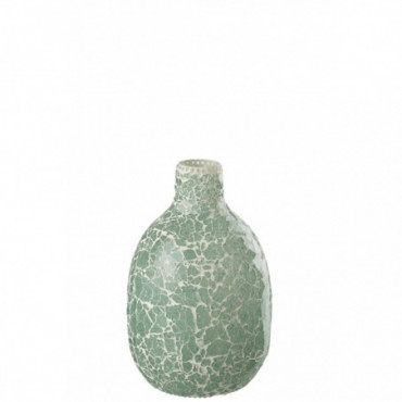 Vase Mosaique Rond Verre Vert/Blanc Moyen