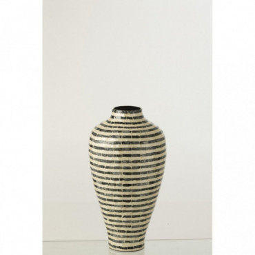 Vase Raye Coquillage/Bambou Noir/Blanc