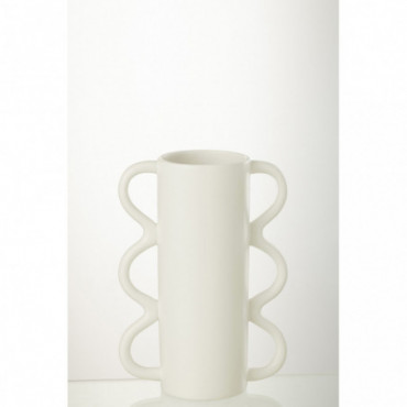 Vase Wavy Handle Dolomite Blanc Petit