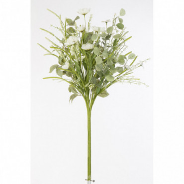 Bouquet Mix Fleurs Plastique Blanc