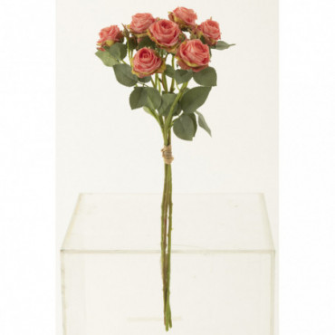 Bouquet Rose 12 Tete Plastique Rose