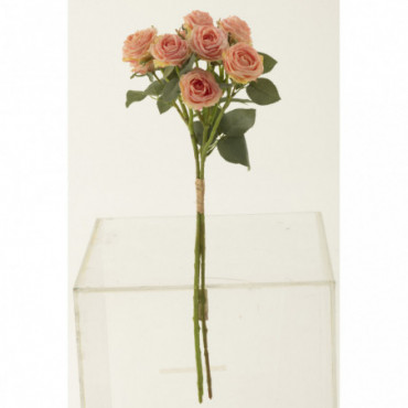 Bouquet Rose 12 Tete Plastique Rose Clair