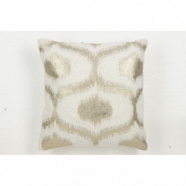 Coussin Feuille Impression Coton Blanc/Or