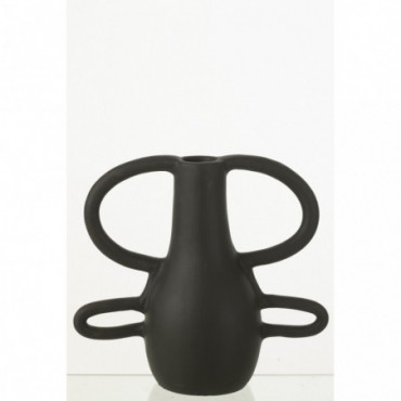 Vase 4 Poignees Terracotta Noir