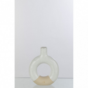 Vase Cercle Porcelaine Blanc/Beige Petit