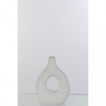 Vase Circle Sable Glaze Porcelaine Blanc