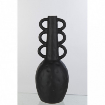 Vase Multi Handles Sand Glaze Porcelain Black