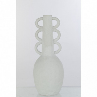 Vase Multi Handles Sand Glaze Porcelain Blanc