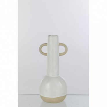 Vase Thin Handles Porcelain Blanc/Beige Petit