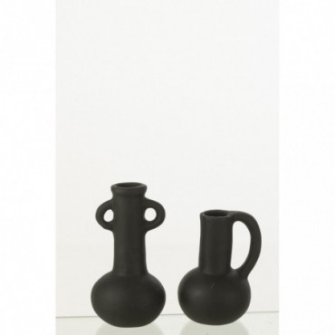 Vases Amphores Terracotta Noir x2