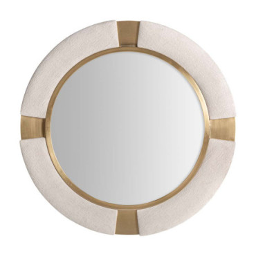 Miroir Laggan Blanc Doré en Acier 83cm