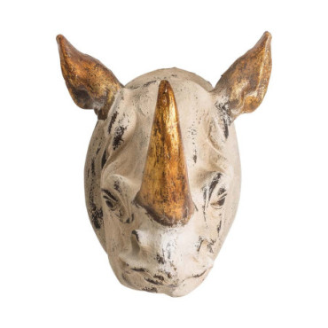 Figurine Rhinocéros Crème Doré en Résine 71cm