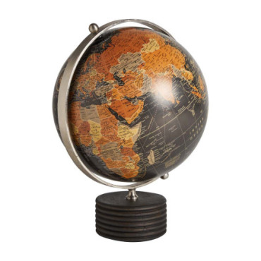 Globe terrestre Bola Mundo Noir en Bois De Mangue 42cm