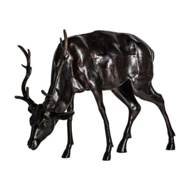 Statue Animale Cerf Noir en Laiton 119cm