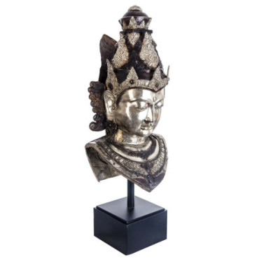 Statue Oriental Balinais Argent en Laiton 89cm