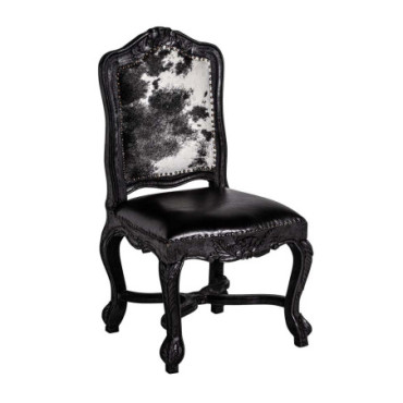 Chaise Delft Noir Blanc en Bois De Mangue 98cm