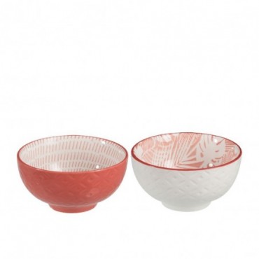 Bol Tropical Porcelaine Corail Rouge Taille S x2