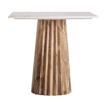 Table De Bar Plissé Wood Blanc Naturel en Bois De Mangue 80cm
