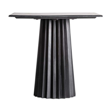 Table De Bar Plissé Wood Noir en Bois De Mangue 80cm