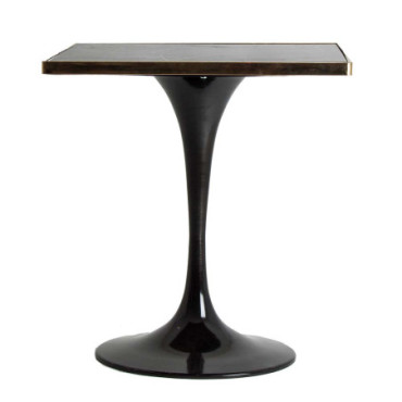Table De Bar Than Noir Doré en Marbre Synthétique 76cm