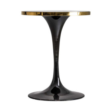 Table De Bar Than Noir Doré en Marbre Synthétique 77cm