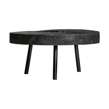 Table Basse Kepoi Noir en Bois De Suar Carbonisé 85cm