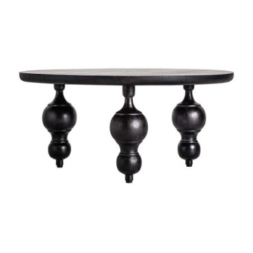 Table Basse Rhodes Noir en Bois De Mangue 90cm