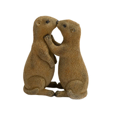 Couple Marmottes Bisou Hauteur 20 Cm