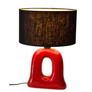 Lampe Table Eva Rouge Abat-jour Noir - E27 8W Led