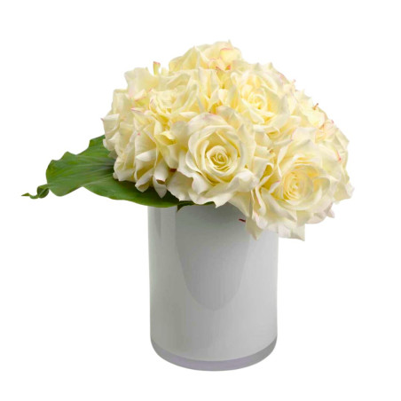 Vase Cylindrique Hauteur 21 Cm Diamètre 15 Cm Blanc