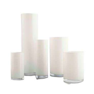 Vase Cylindrique Hauteur 52 Cm Diamètre 15 Cm Blanc