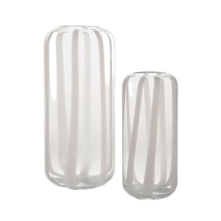 Vase Droit Flamme Hauteur 40 Cm Transparent/Blanc