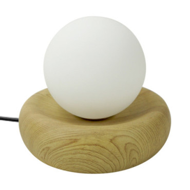 Lampe Ceramique façon bois claire D19 H15,5cm