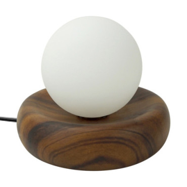 Lampe Ceramique façon bois foncé D19 H15,5cm