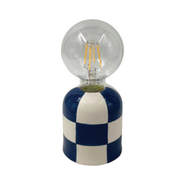 Lampe décorative Carreau bleu D8,6 H19,7cm