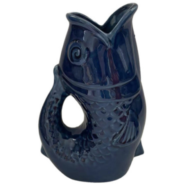 Vase ceramic Poisson gm bleu L16,5 P11 H25,3cm