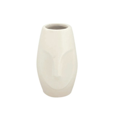 Vase ceramic visage extra mini blanc L6 P6 H10cm